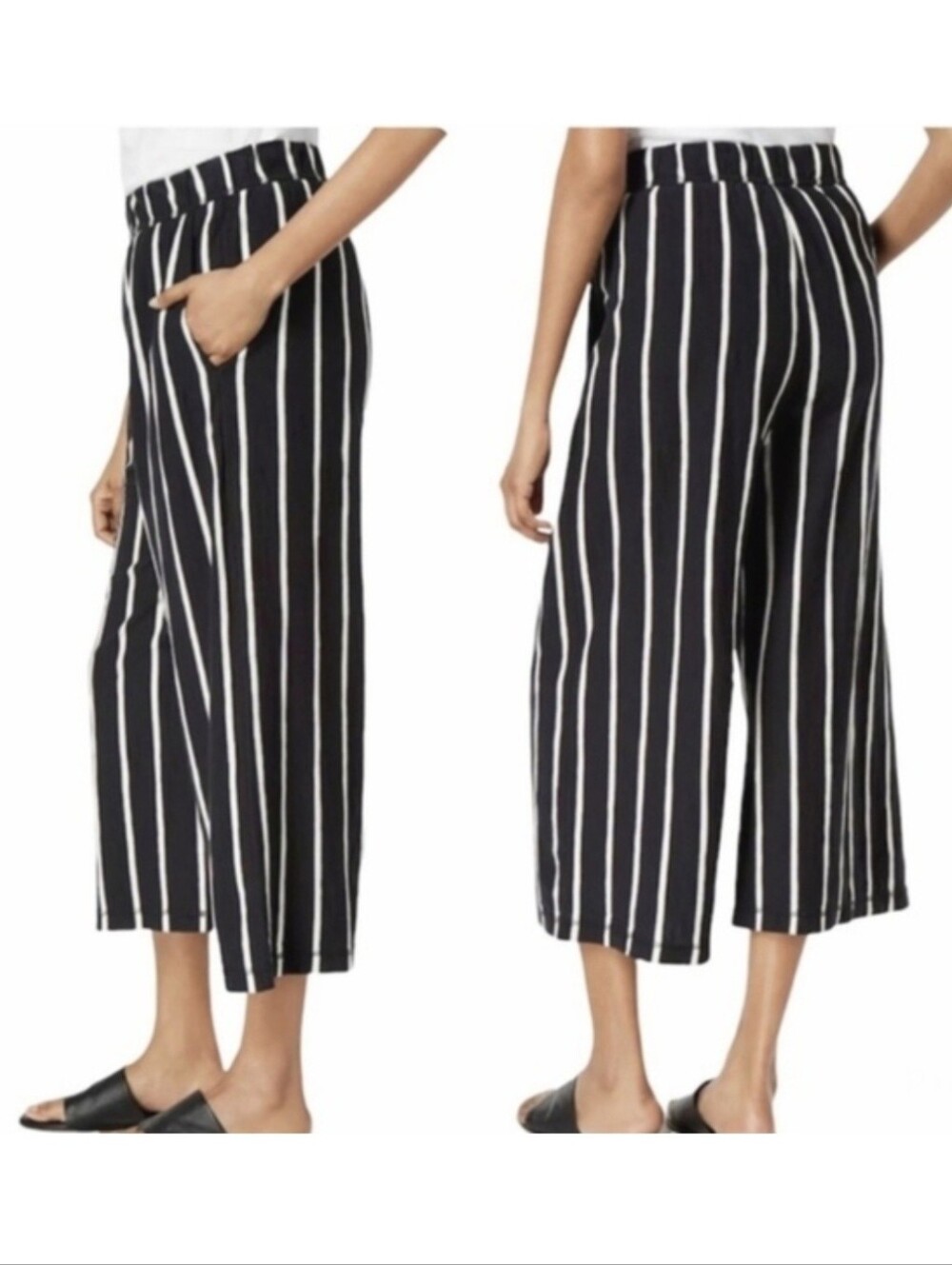 Eileen Fisher Striped High Rise Cropped Pants